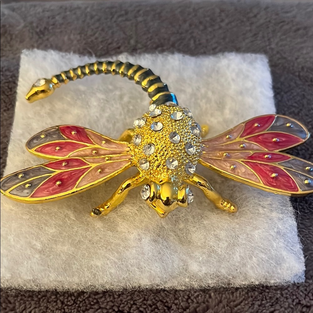 Gold and Pink Dragonfly Accent Decor